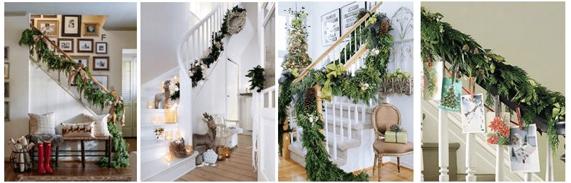 guirnaldas en escaleras. decoración de navidad guirnaldas en escaleras. decoración de navidad