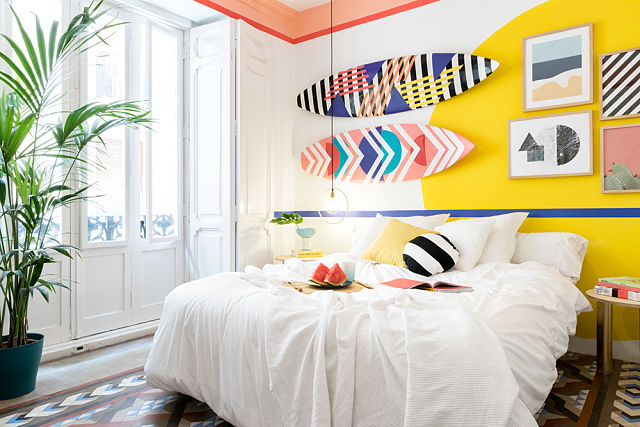 Dormitorio decorado estilo surfero