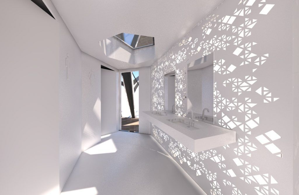 Panel de krion Porcelanosa en revestimiento de baño