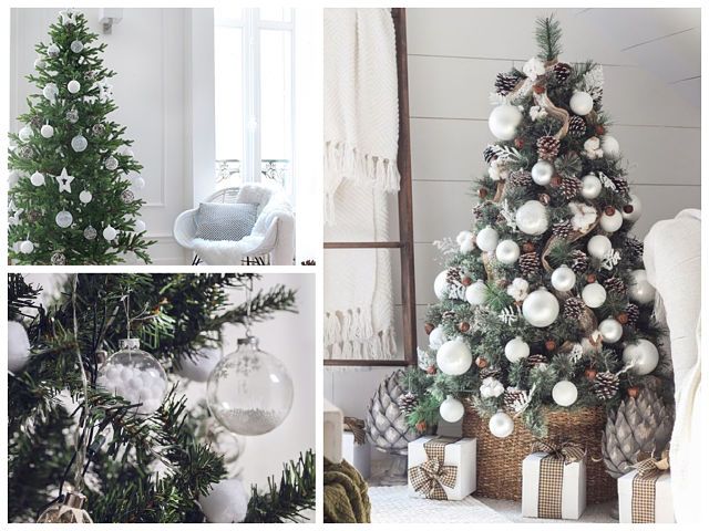 Decoración del árbol de Navidad en blanco