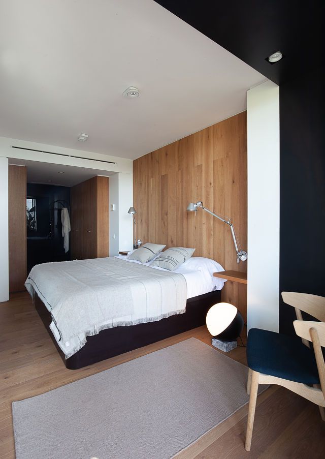 Dormitorio de diseño en interiores de casas modernas
