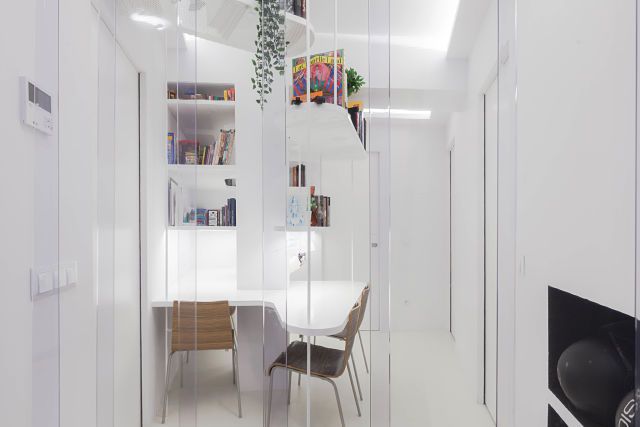 Vista de la biblioteca de diseño en una reforma de vivienda
