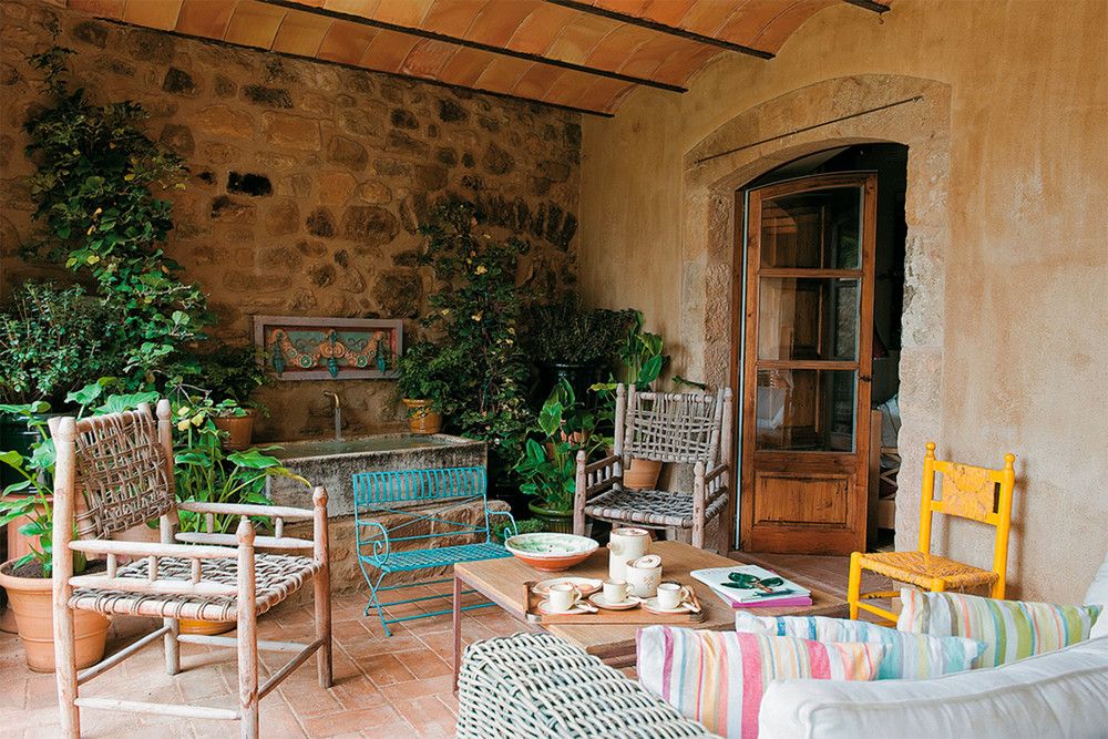 Decoración de exterior rústica y natural
