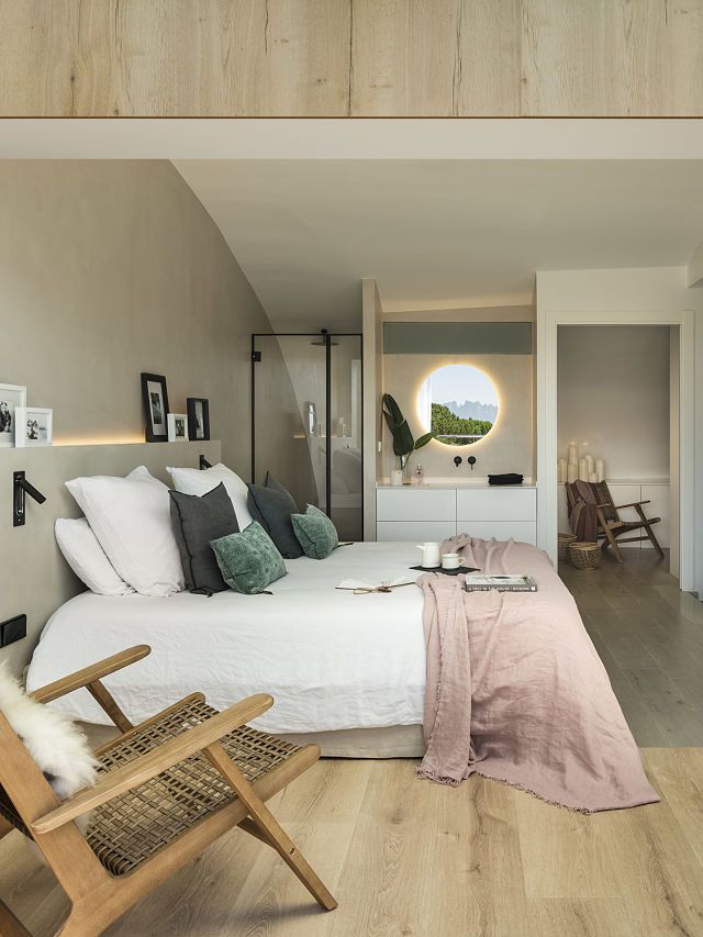 Dormitorio slow deco abierto al exterior